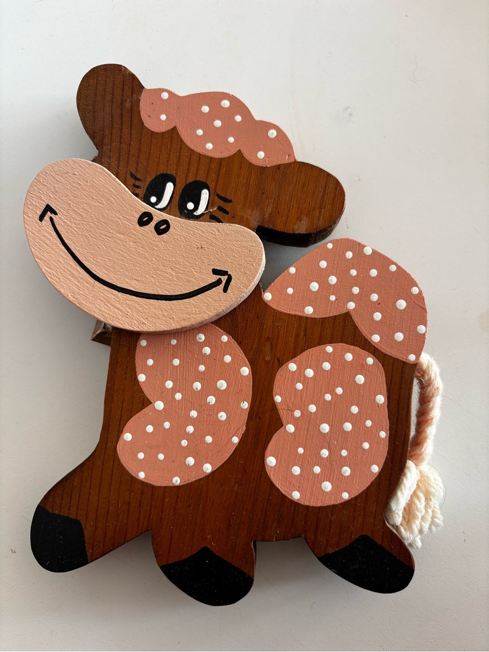 Vintage Hand-Painted Wooden Cow Wall Plaque